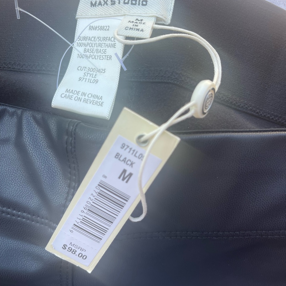 Max Studio Black Faux Leather Pants - Picture 3 of 3